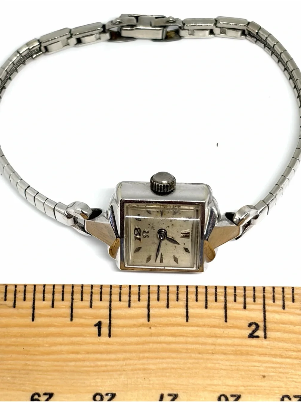 Antique Omega White 10k Gold Filled Mechanical Wind Vintage Wrist Watch WORKING